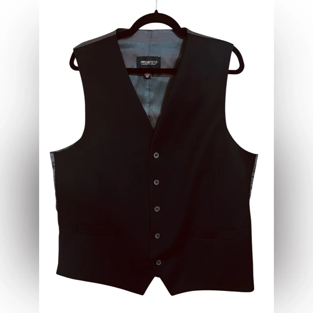 Kenneth Cole Awearness Wool Blend Modern Fit Suit Vest Black Men’s Size XL NWOT